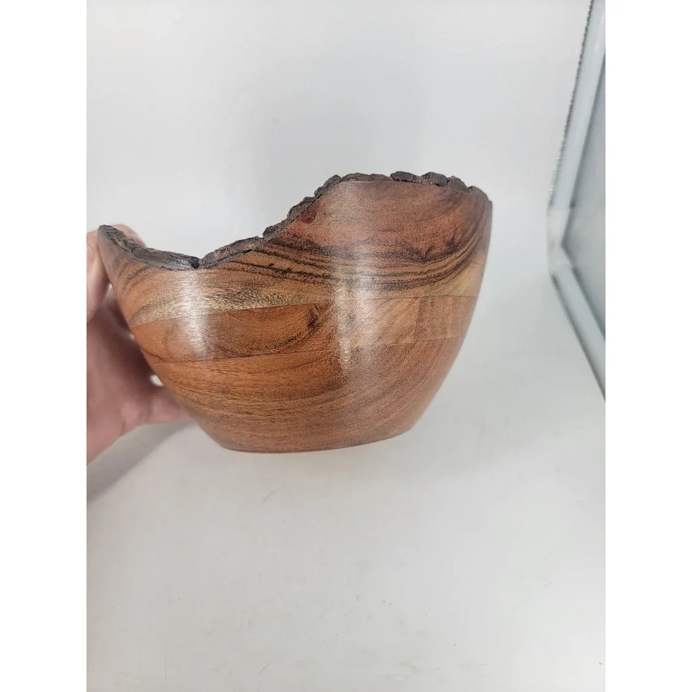 Natural Edge Hand Made Black Walnut Wooden Bowl ‎ 7 X 4 